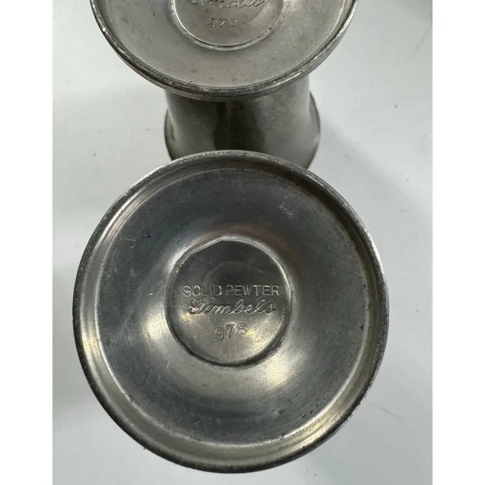 Vintage Gimbels Solid Pewter Small Wine Goblets (READ) Set of 6